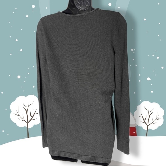 CALVIN Klein Crewneck Gold Embellished Long Sleeve Black Sweater Size Small - Picture 5 of 8